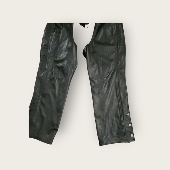 Harley Davidson Leather Chaps Women's M-L Bootleg Adjustable Zip Legs W/ Snap - Picture 4 of 10